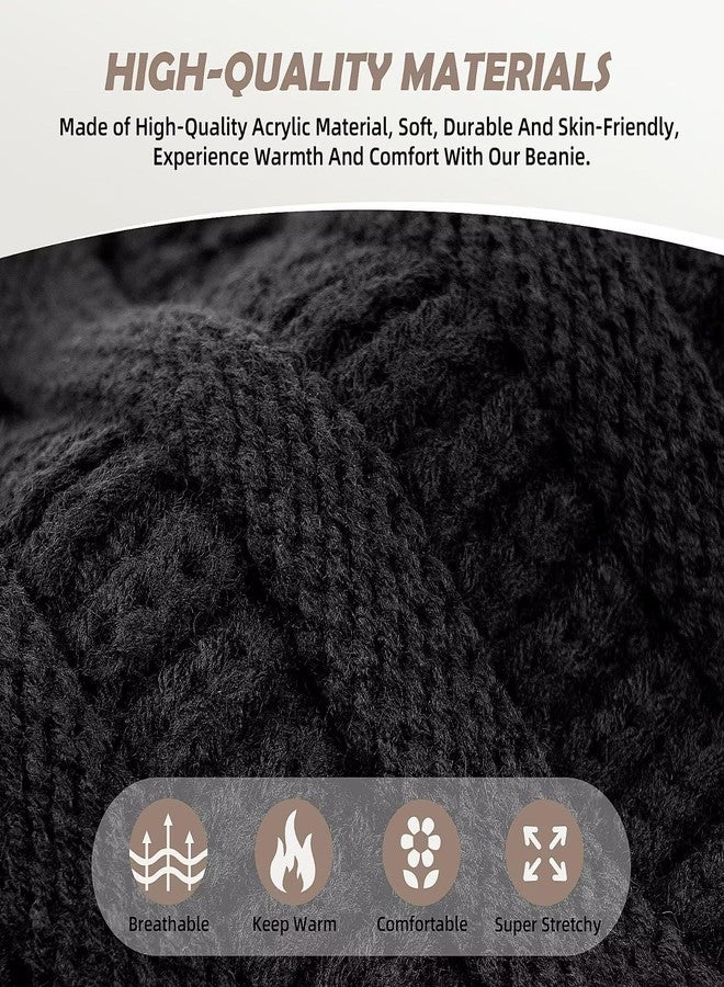 MSDC 3 Pack Satin Lined Beanie for Women, Warm Slouchy Winter Hats with Silk Lined, Fashionable Oversized Cable Knit Hat Skull Cap-01 - Image 3